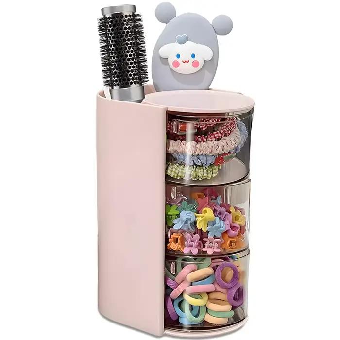 Porte-brosse, organisateur d'accessoires pour cheveux avec porte-brosse à cheveux, maquillage rotati