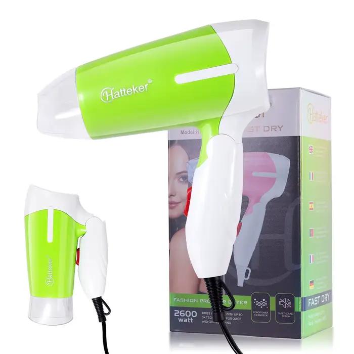 Sèche-cheveux pliable Hatteker 2600W EU, électrique, haute puissance, pour usage domestique, avec 2 