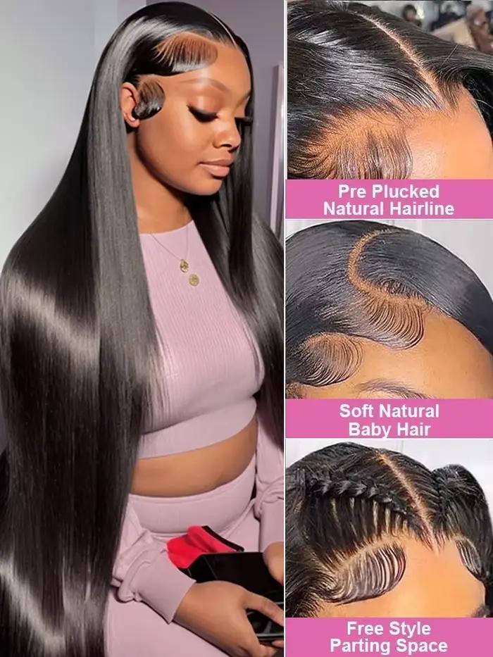 40 46 pouces 200 densité perruque frontale pour les femmes noires perruques brésiliennes cheveux hum