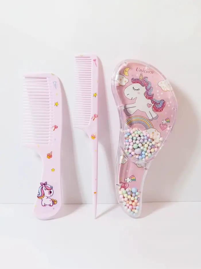 Ensemble de peignes de dessin animé 3 pièces, double usage humide et sec, coiffure, adapté à toute t