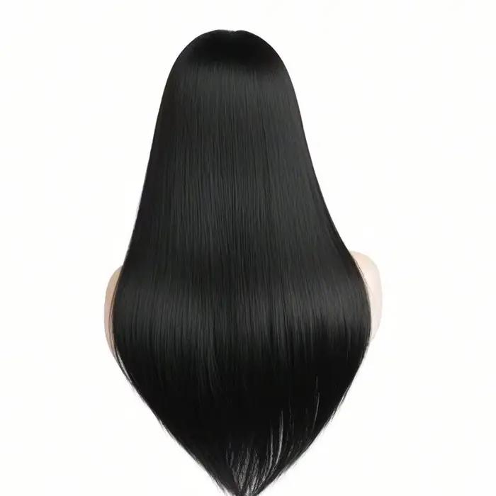 Perruque longue et droite élégante pour femme – Cheveux synthétiques résistants à la chaleur pour co