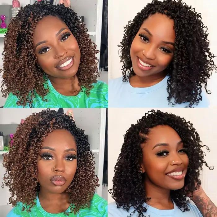 Yanky Twist Crochet Hair pour femmes noires, cheveux synthétiques pré-bouclés, cheveux au crochet ma