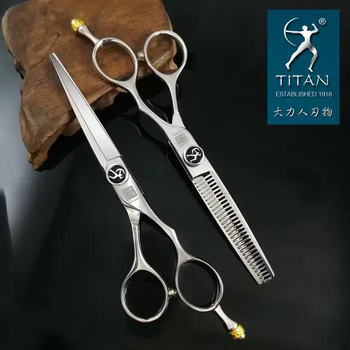Titan-Ciseaux à cheveux professionnels, 5.5 ", 6.0", ciseaux de barbier, ciseaux à effiler