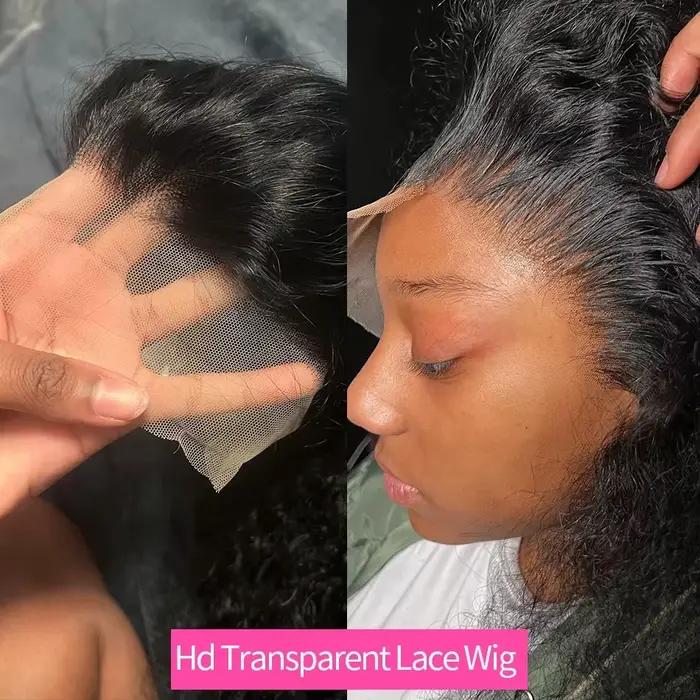 Perruque Lace Front Wig Deep Wave Brésilienne Naturelle Bouclée, Cheveux Humains, 13x4 13x6 HD, 40 4