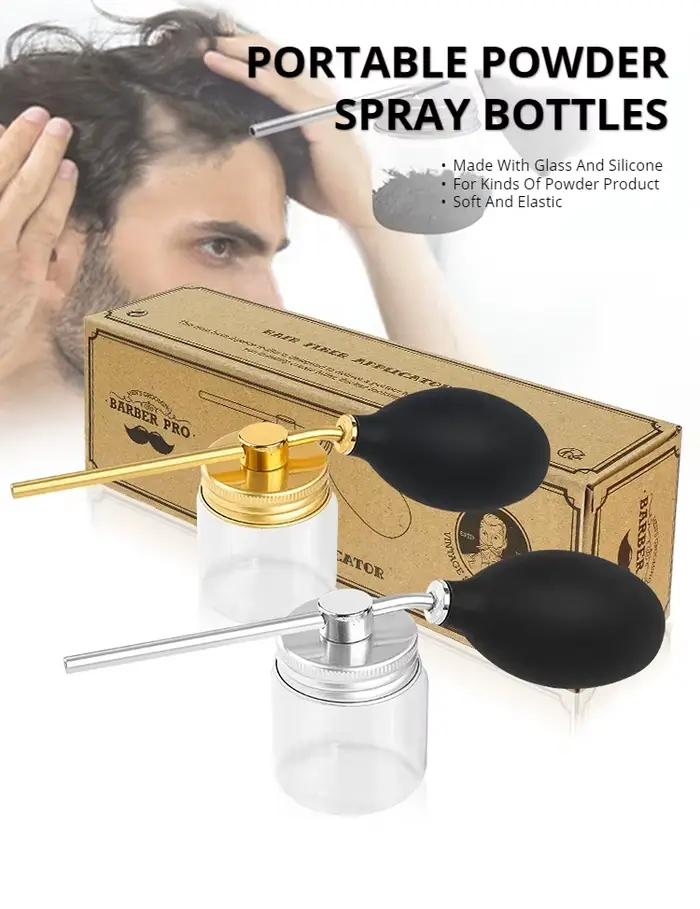 Bouteille de pulvérisation de poudre de barbier rechargeable, applicateur de fibres de construction 