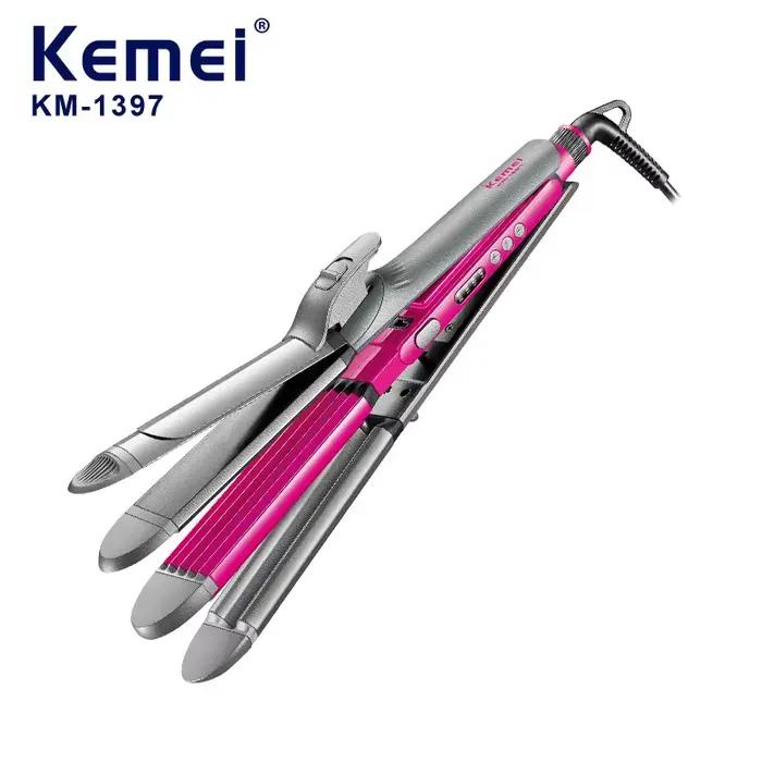 KM-1397 Fer à lisser et à boucler 4-en-1 pour femme, avec fonction de frisure et de coiffage, tempér