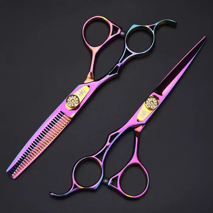 Ciseaux à cheveux gauchers, ciseaux de coupe professionnels violets de 6 pouces, ciseaux amincissant