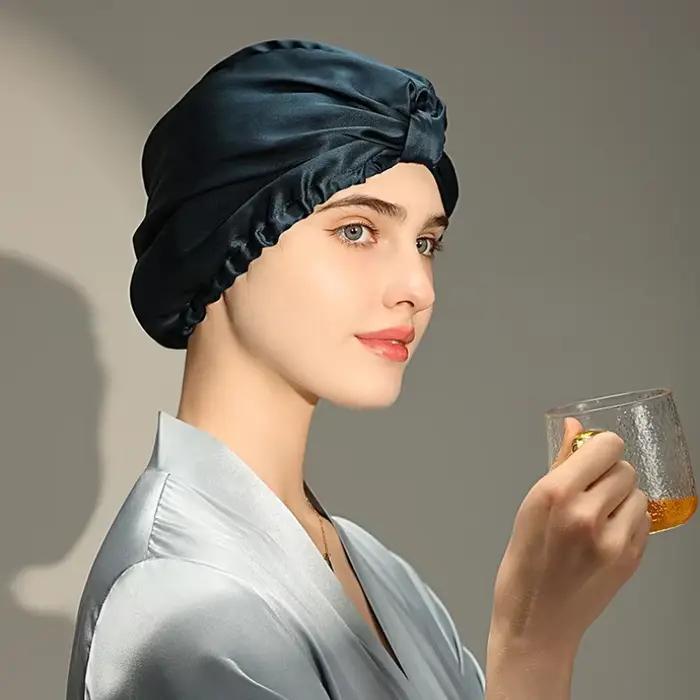 Bonnet de nuit en soie Pure, Bonnet de couchage en soie de mûrier, chapeau de perte de cheveux, Turb