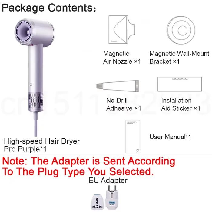 Sèche-cheveux haute vitesse MIJIA Pro, 8 modes de flux d'air, 50 ° Température constante, 110 k RPM,