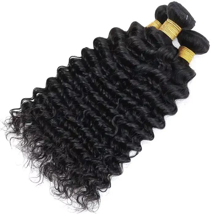 Extensions de Cheveux Humains Ondulés Profonds, 38 Pouces, Cheveux Brésiliens Vierges Non Traités, D