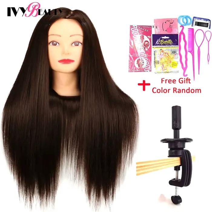 Poupées de tête professionnelles pour coiffeur, mannequin de coiffure, tête d'entraînement avec supp