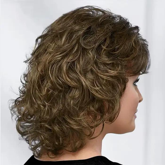 HAIRJOY – perruque synthétique courte bouclée avec frange pour femmes, longueur d'épaule, Blonde, gr