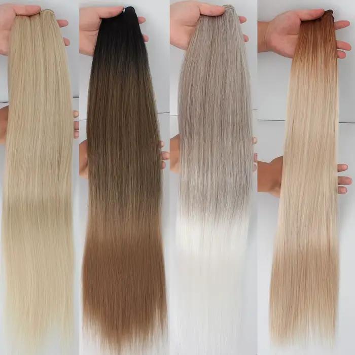 Extensions capillaires synthétiques lisses Bio, faux mèches en Fiber résistante à la chaleur, ombré 