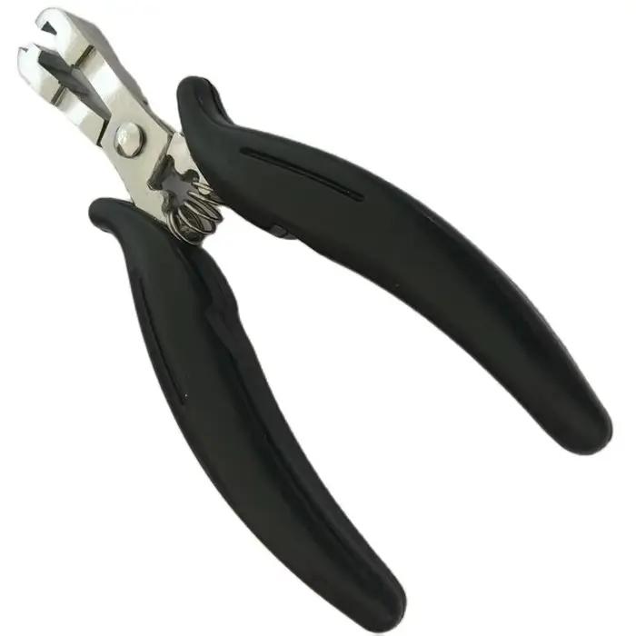Pince de Type plat avec poignée noire, rainure de 6mm, pour Extensions de cheveux pré-collées, outil