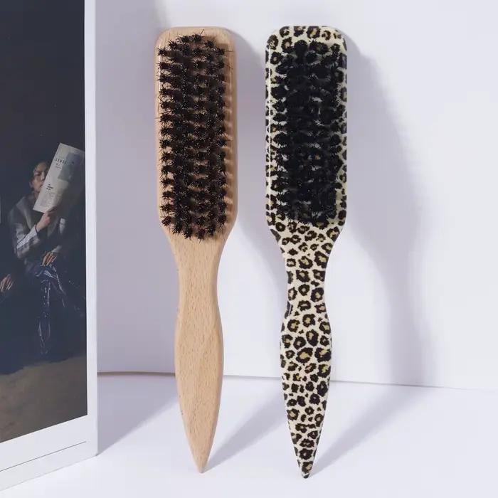 Brosse à cheveux à queue pointue, brosse à barbe, brosse à cheveux en poils, manche en bois de hêtre