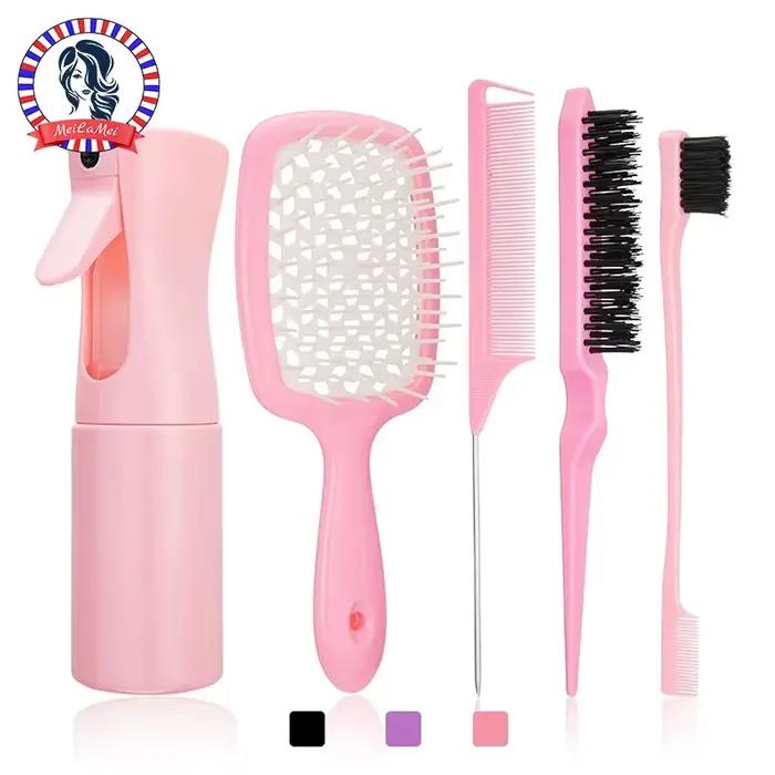 5/6 pièces ensemble de peignes démêlant brosse à cheveux cheveux bouclés incurvé queue de Rat peigne