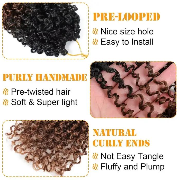 Yanky Twist Crochet Hair pour femmes noires, cheveux synthétiques pré-bouclés, cheveux au crochet ma