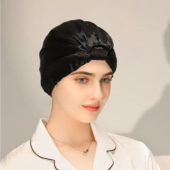 Bonnet de nuit en soie Pure, Bonnet de couchage en soie de mûrier, chapeau de perte de cheveux, Turb