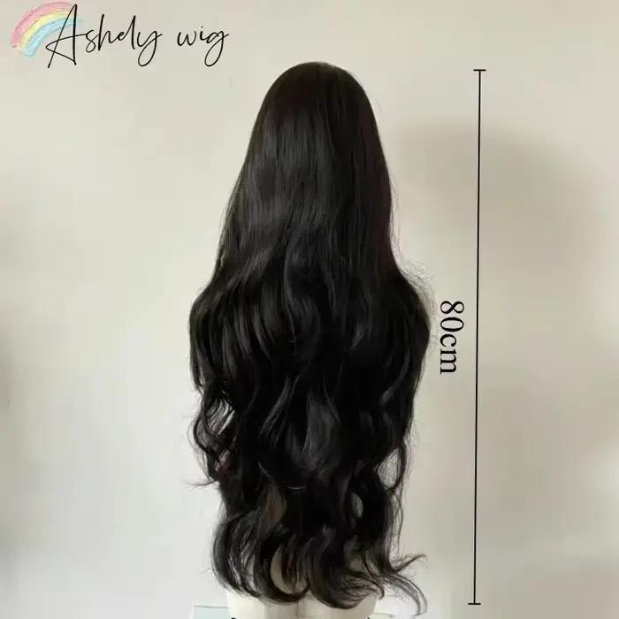 Lolita Black Wig for Women, Long Wavy Hair, Curly Wig with Bangs, Cosplay Sauna Band, Synthetic Wigs