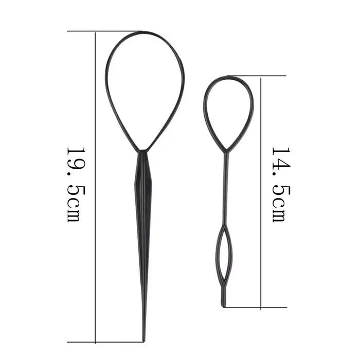 1 ensemble (2 pièces) d'outils de coiffure en plastique noir pour queue de cheval, pince à cheveux t