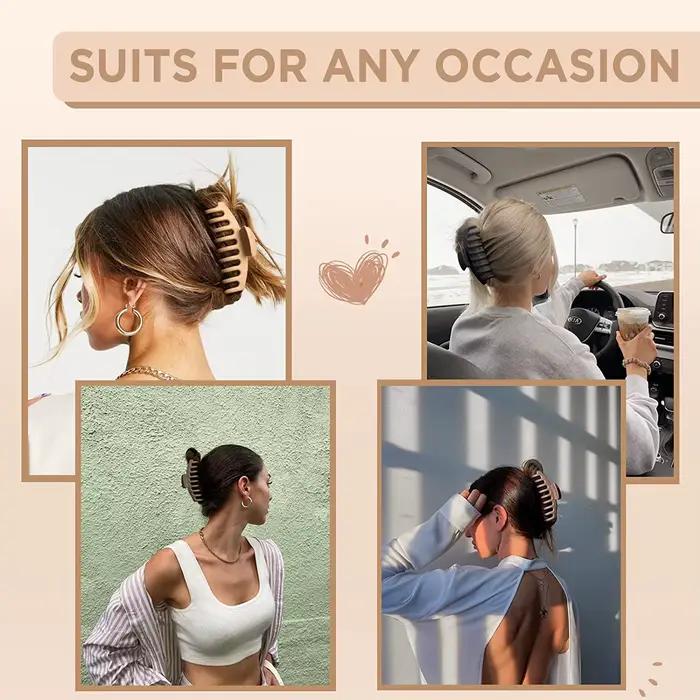 Pinces à cheveux géométriques mates vintage solides pour femmes, pour cheveux épais, maintien ferme,