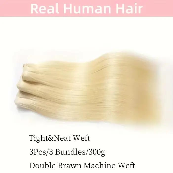 Extensions de cheveux brésiliens lisses couleur blonde 613, 1/3/4 paquets, tissage Remy en cheveux h