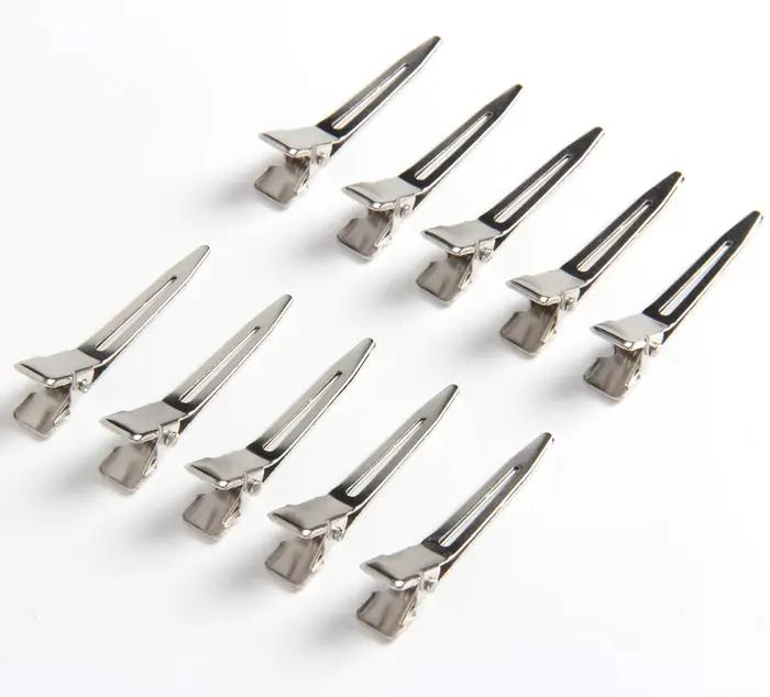 Pinces à bec de canard à une broche, pinces à cheveux argentées, section de réglage, pinces crocodil