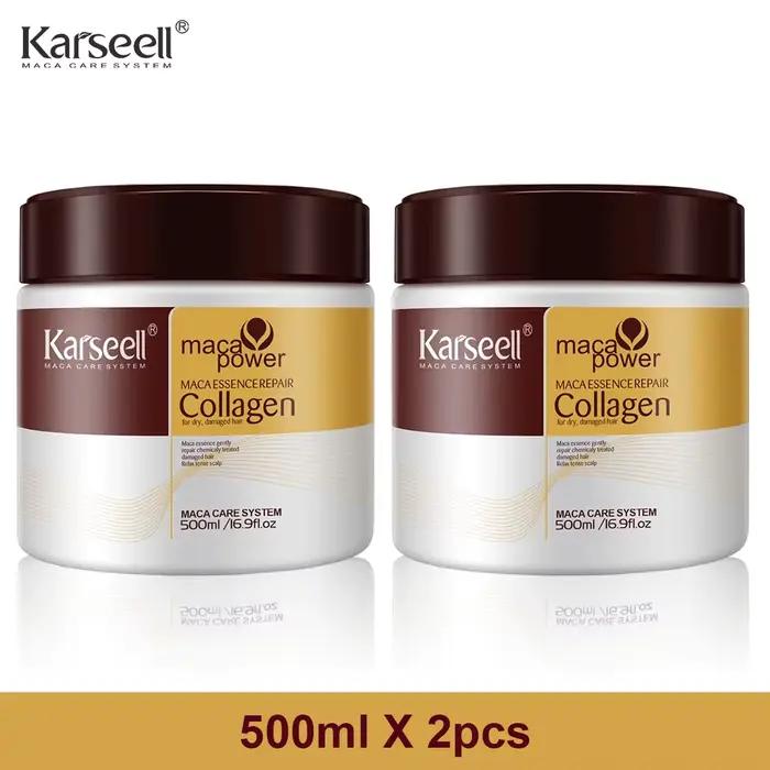 Karseell 2 pièces traitement capillaire au collagène réparation profonde conditionnement huile d'arg