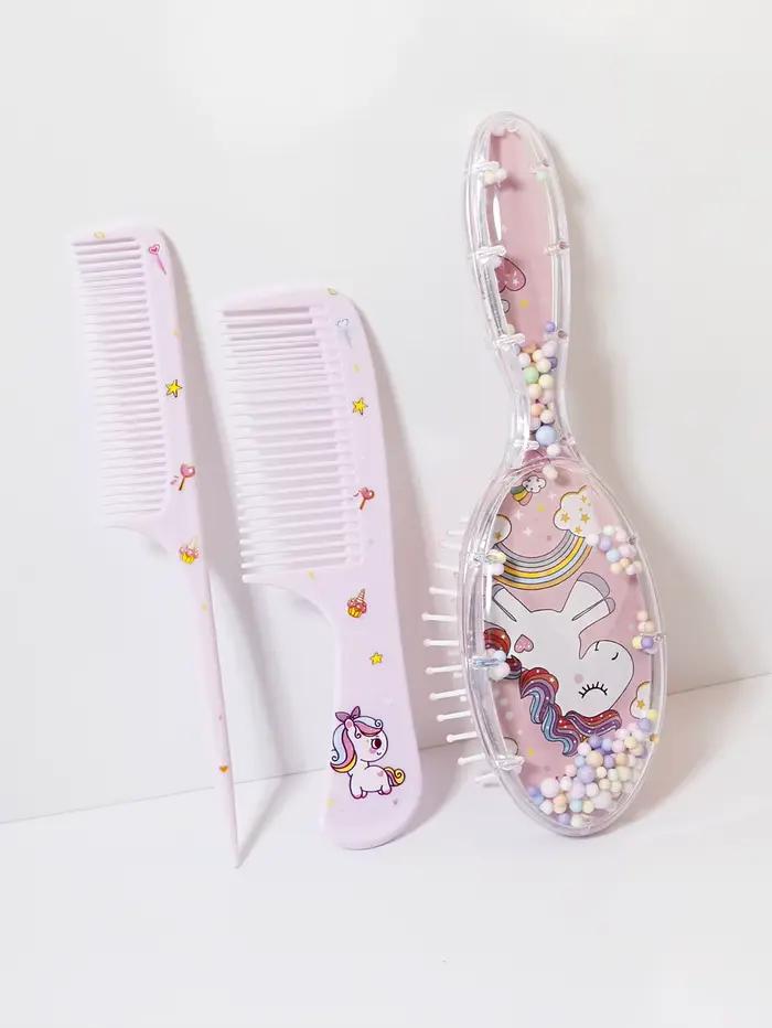 Ensemble de peignes de dessin animé 3 pièces, double usage humide et sec, coiffure, adapté à toute t