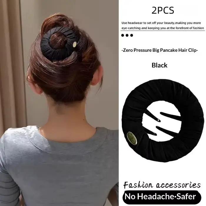 【R】Pince à cheveux créative en forme de crêpe, support antidérapant pour chignon sportif, accessoire