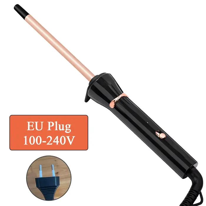 Fer à boucler de 3/8 pouce (9 mm), mini fer à boucler en céramique à petit cylindre avec température