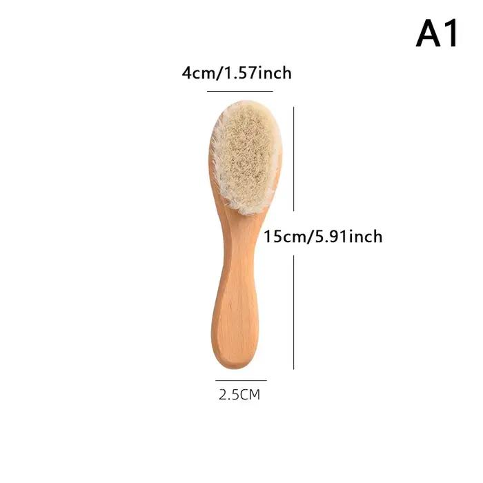Brosse à cheveux avec manche en bois pour bébé, peigne pour nouveau-né, masseur de tête infantile