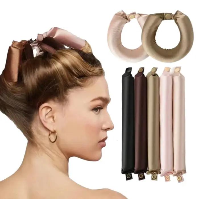 Tige à friser sans chaleur, bandeau en Satin, bigoudis sans chaleur, boucles paresseuses, bigoudis d
