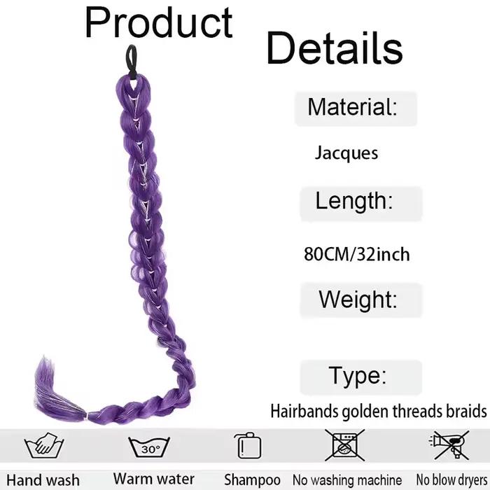 Perruque tressée violette synthétique extra longue de 32 po |   Métallique chatoyant |   Postiche de
