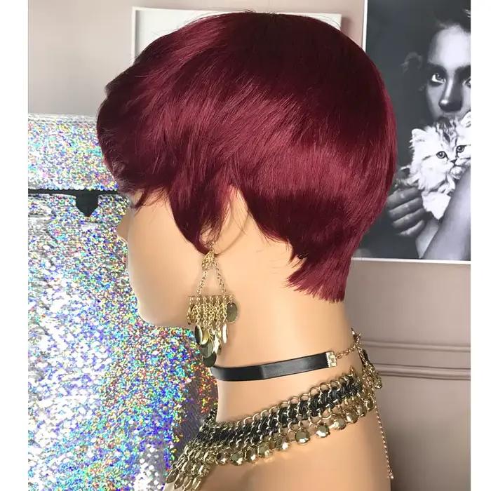 Perruques de cheveux courts, perruques coupe lutin, perruques courtes droites noires pour dames perr