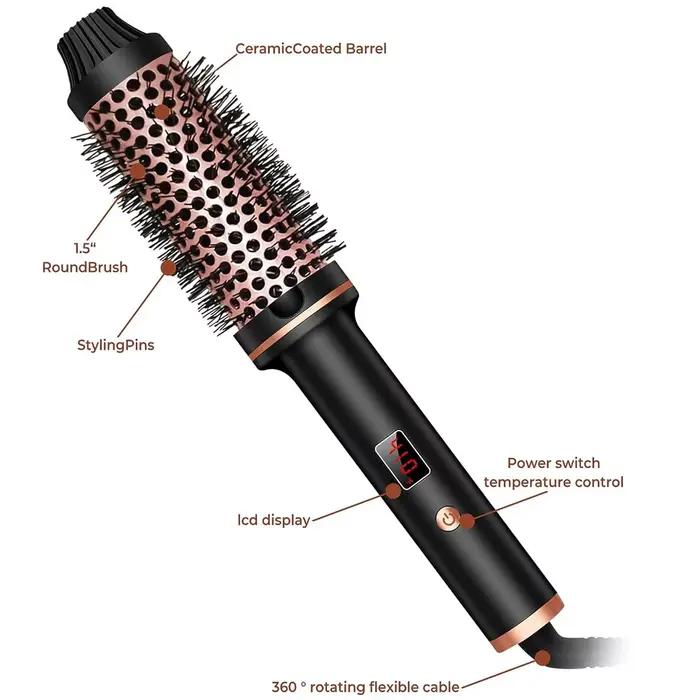 Brosse thermique brosse à friser ionique en céramique 1.5 pouces fer à friser chauffé volumateur dou