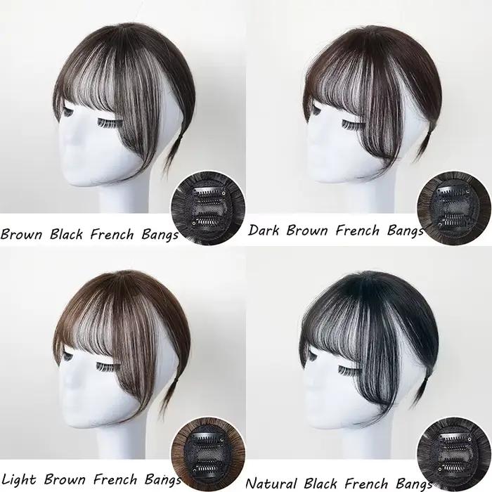 Perruque ultra-fine Qi THES sans trace pour femme, toupet avec frange coupée, base frange, pièce ult