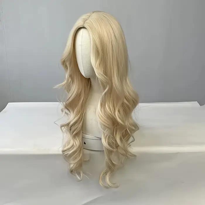 Perruque synthétique bouclée dorée pour cheveux longs bouclés pour fête, cosplay d'Halloween, usage 