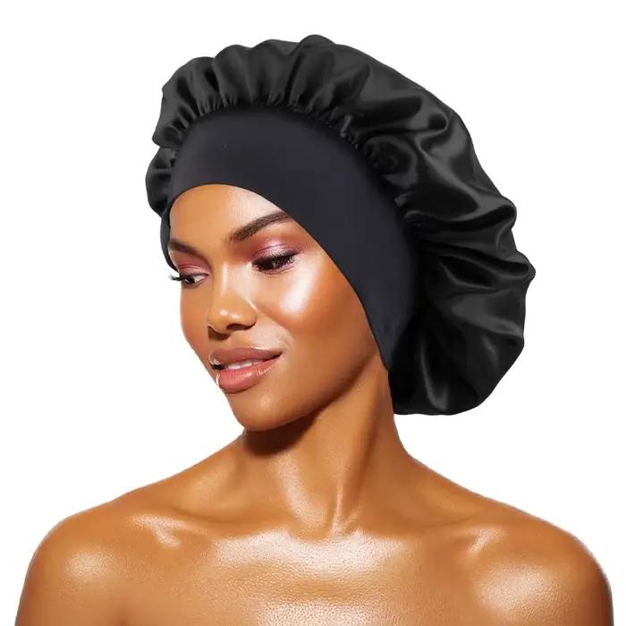 Bonnets solides en Satin pour femmes, chapeau de bain à large bord pour dormir la nuit, unisexe, ban