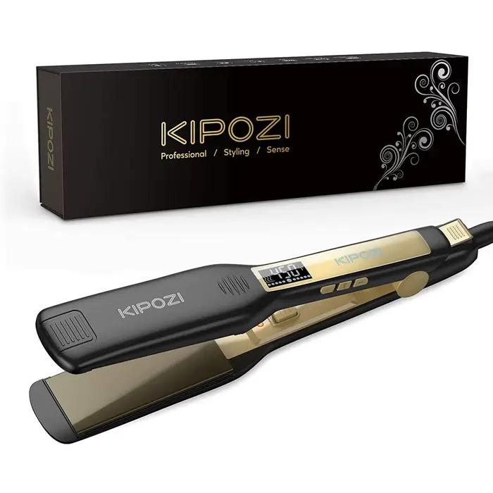 KIPOZI – fer plat professionnel en titane, fer à lisser avec écran numérique LCD, fer à friser à cha