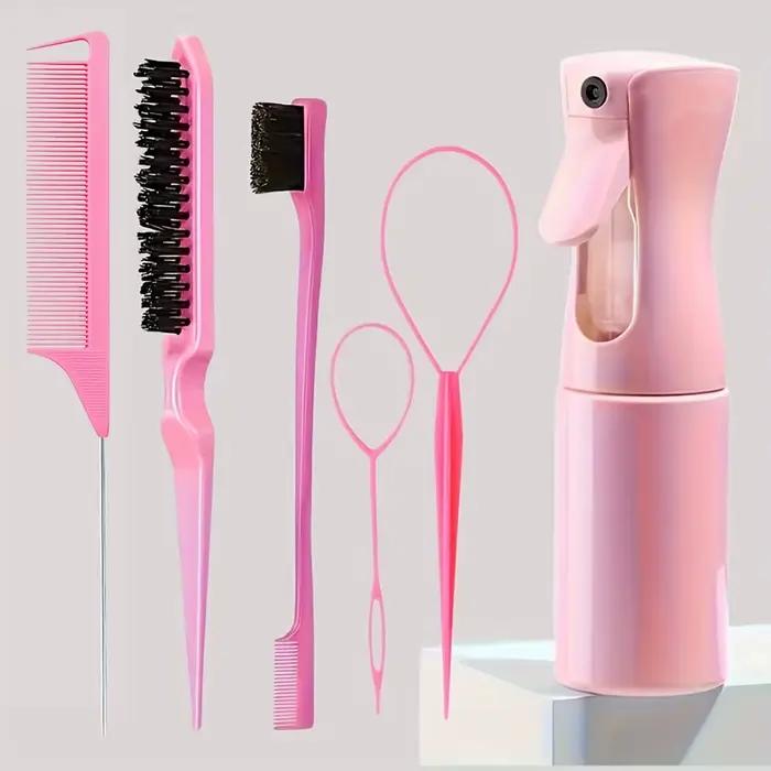 Ensemble d'outils de coiffure professionnels, 6 pièces, comprend un flacon pulvérisateur de Gel, bro
