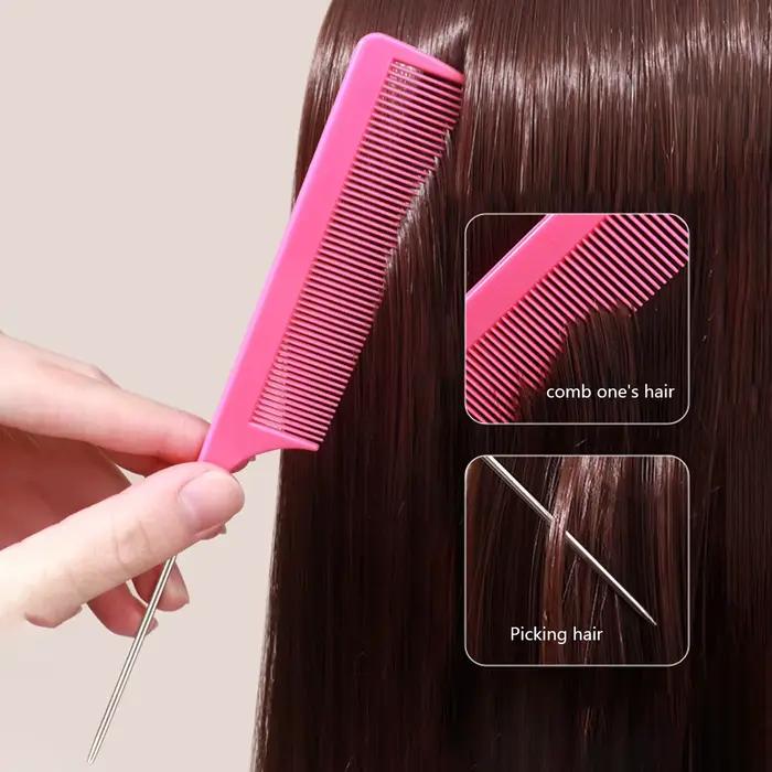 Peigne professionnel à queue pointue pour salon de coiffure, en acier inoxydable, antistatique, pour