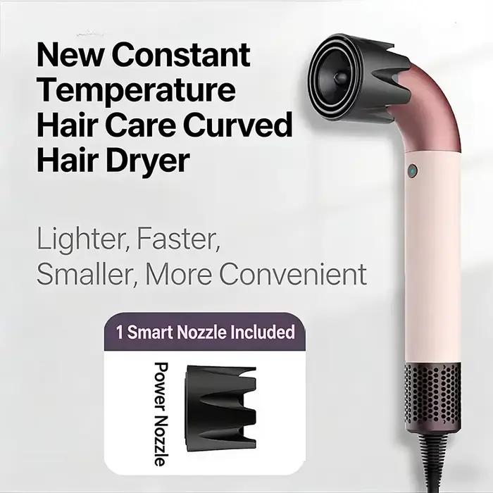 Sèche-cheveux à grande vitesse, sèche-cheveux à tube incurvé, séchage rapide en 30 secondes, forte p