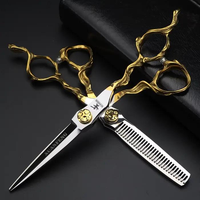 XUANFENG 6 pouces imitation branche argent ciseaux à cheveux 440C acier barbier ciseaux de coupe et 