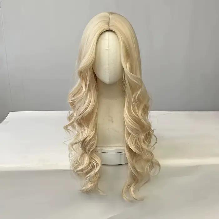 Perruque synthétique bouclée dorée pour cheveux longs bouclés pour fête, cosplay d'Halloween, usage 