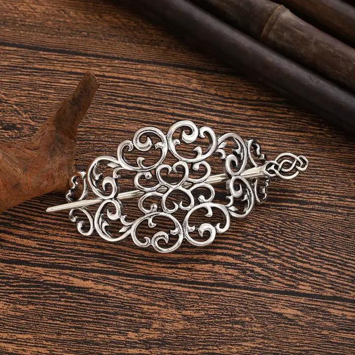 1pc mode Vintage argent filigrane cheveux toboggan complexe défilement conception gothique Style méd