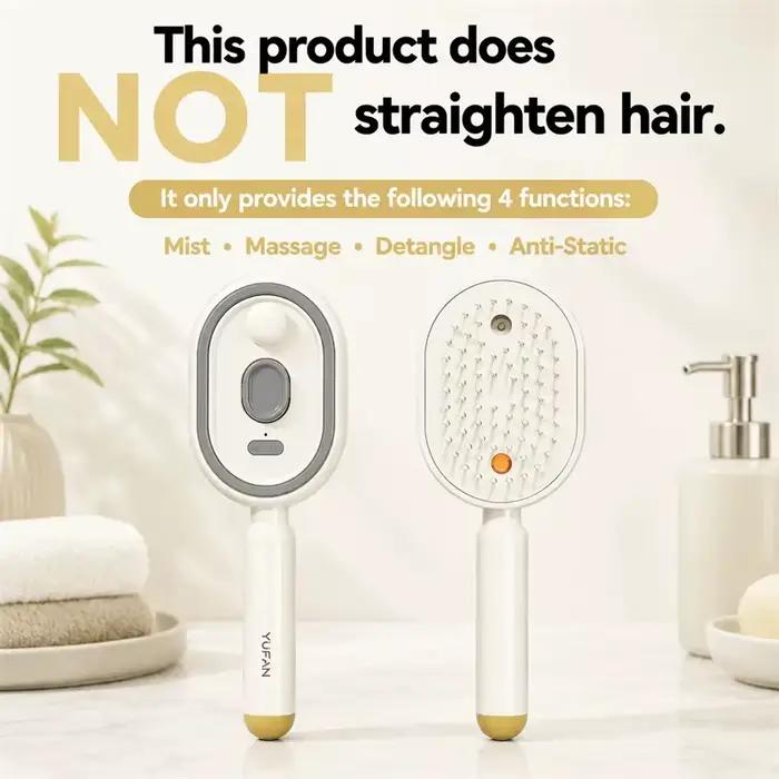 Brosse à cheveux électrique anti-frisottis avec spray, thérapie par lumière rouge et dents rétractab