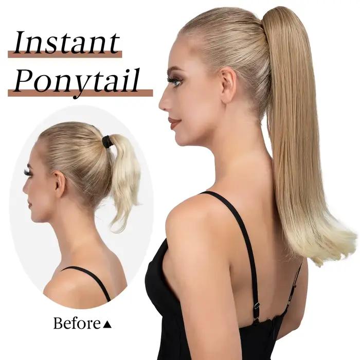 Pince à griffe synthétique en queue de cheval Extensions de cheveux postiche longue soyeuse droite f
