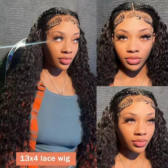 Perruque Lace Front Deep Wave 13x4 13x6 avec dentelle HD transparente, perruques bouclées en cheveux