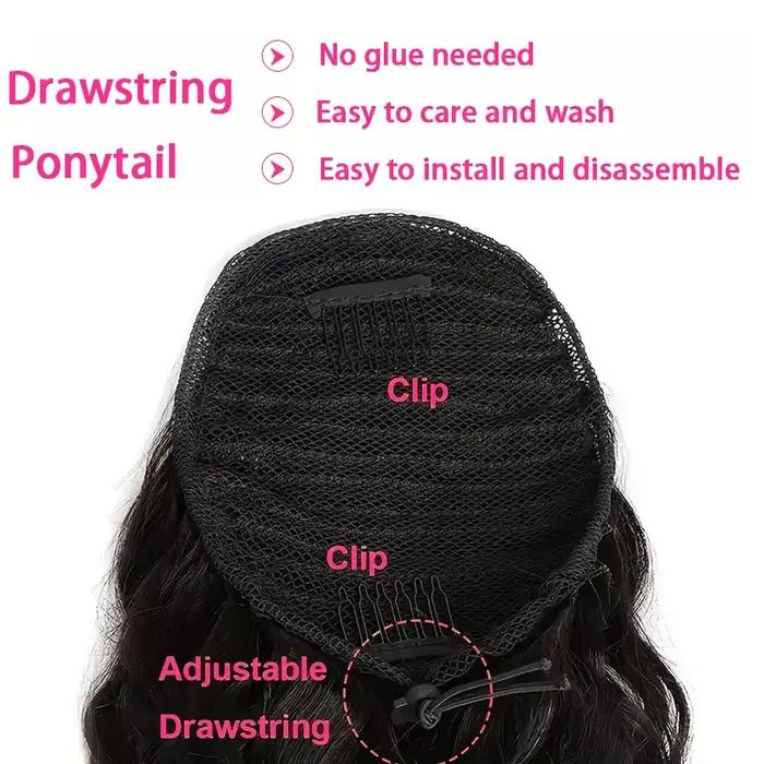 Vague de corps cheveux humains cordon queue de cheval Extensions Remy 100% cheveux humains naturel q